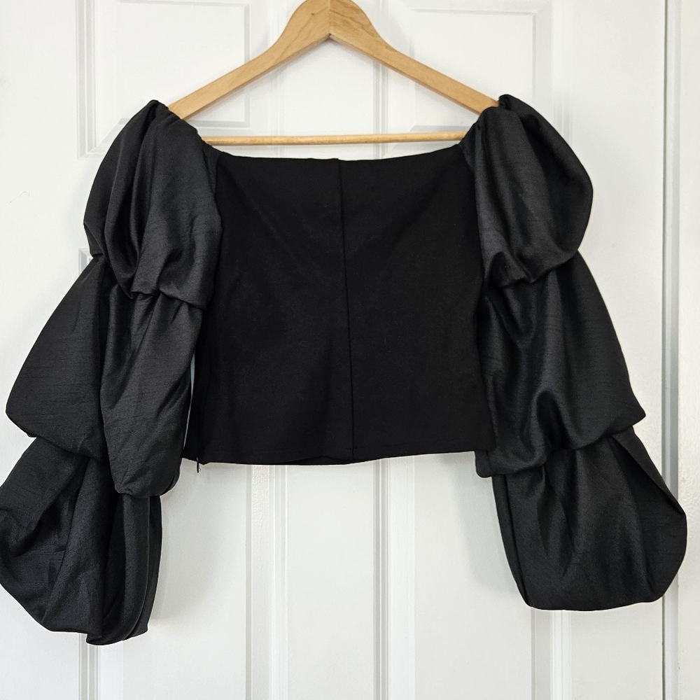 Anthropologie Sunday In Brooklyn Off Shoulder Tiered Puff Sleeve Top NWT S Small - Picture 7 of 9